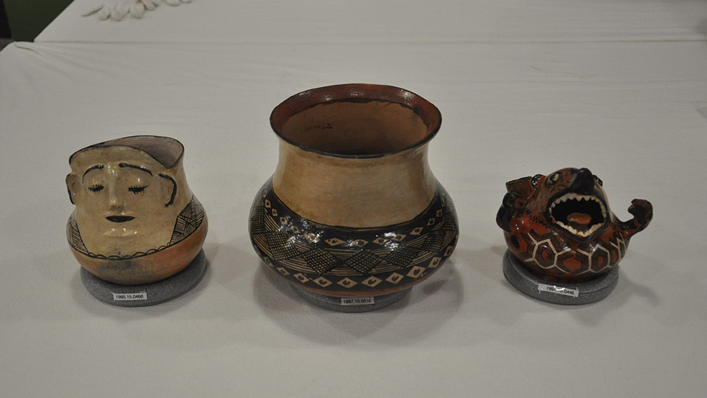 Completed pottery with ring mounts.